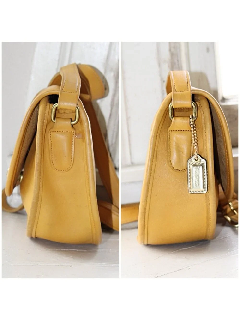 Coach Vintage - Watson Crossbody Bag 9981 in Yellow, Rare Color - USA 1990s